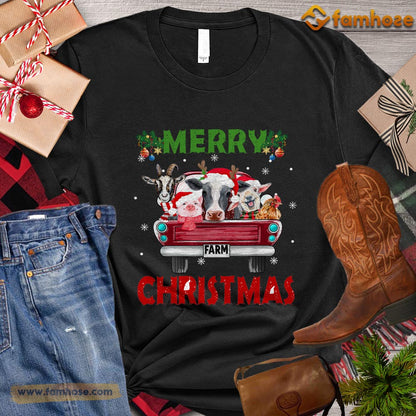 Christmas Farm T-shirt, Merry Christmas Farm Gift For Farmers, Farm Animals