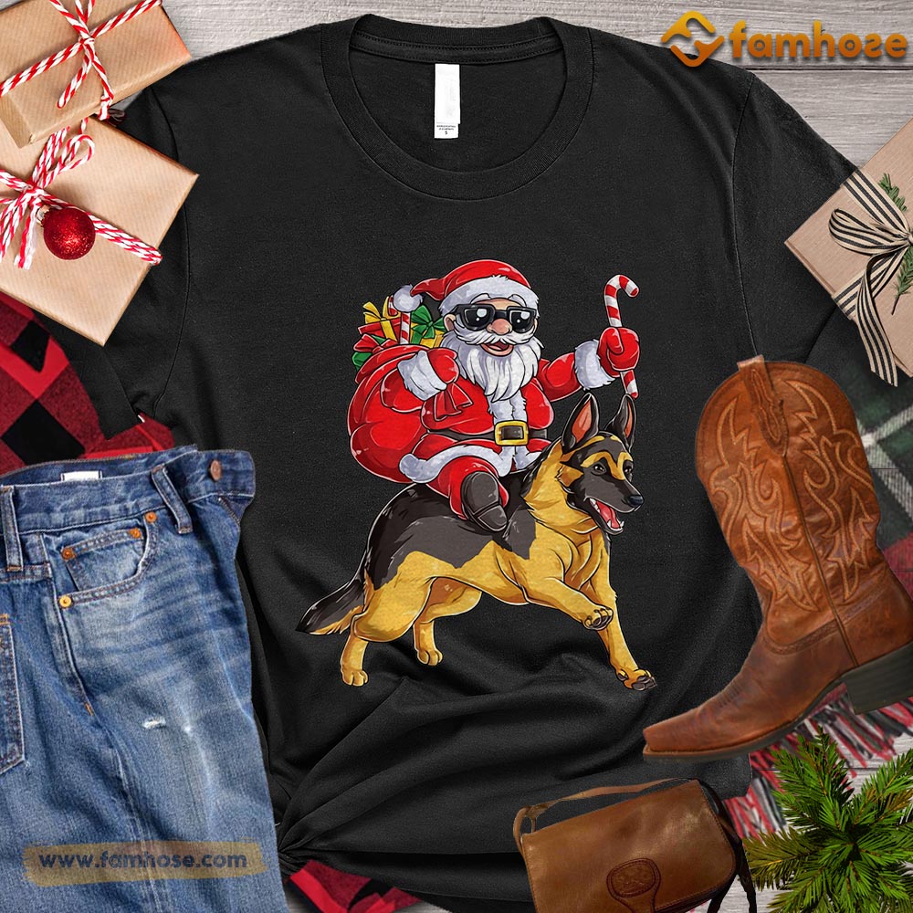 Funny Christmas Dog T-shirt, Santa Claus Riding Dog Gift For Dog Lovers, Dog Owners, Dog Tees