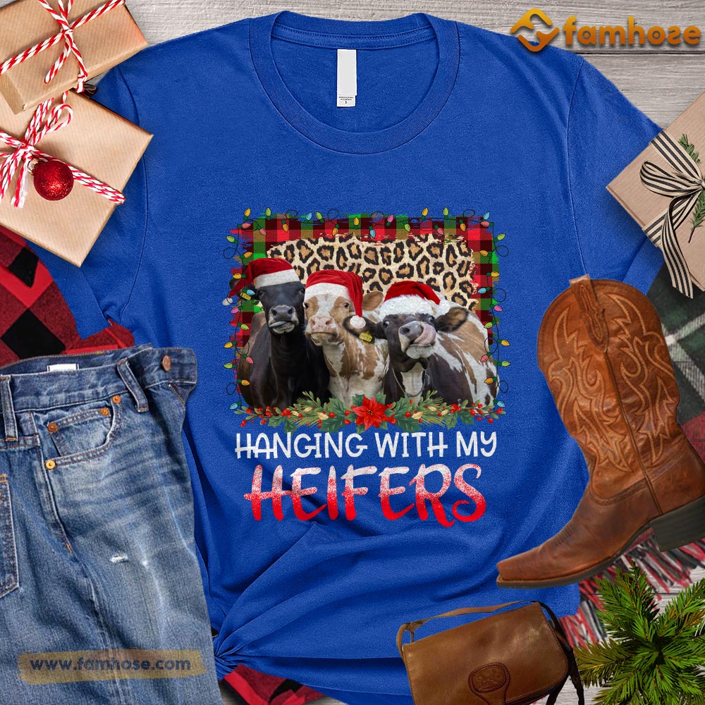 Christmas Cow T-shirt, Hanging With My Heifers Christmas Gift For Cow Lovers, Cow Farm, Cow Tees