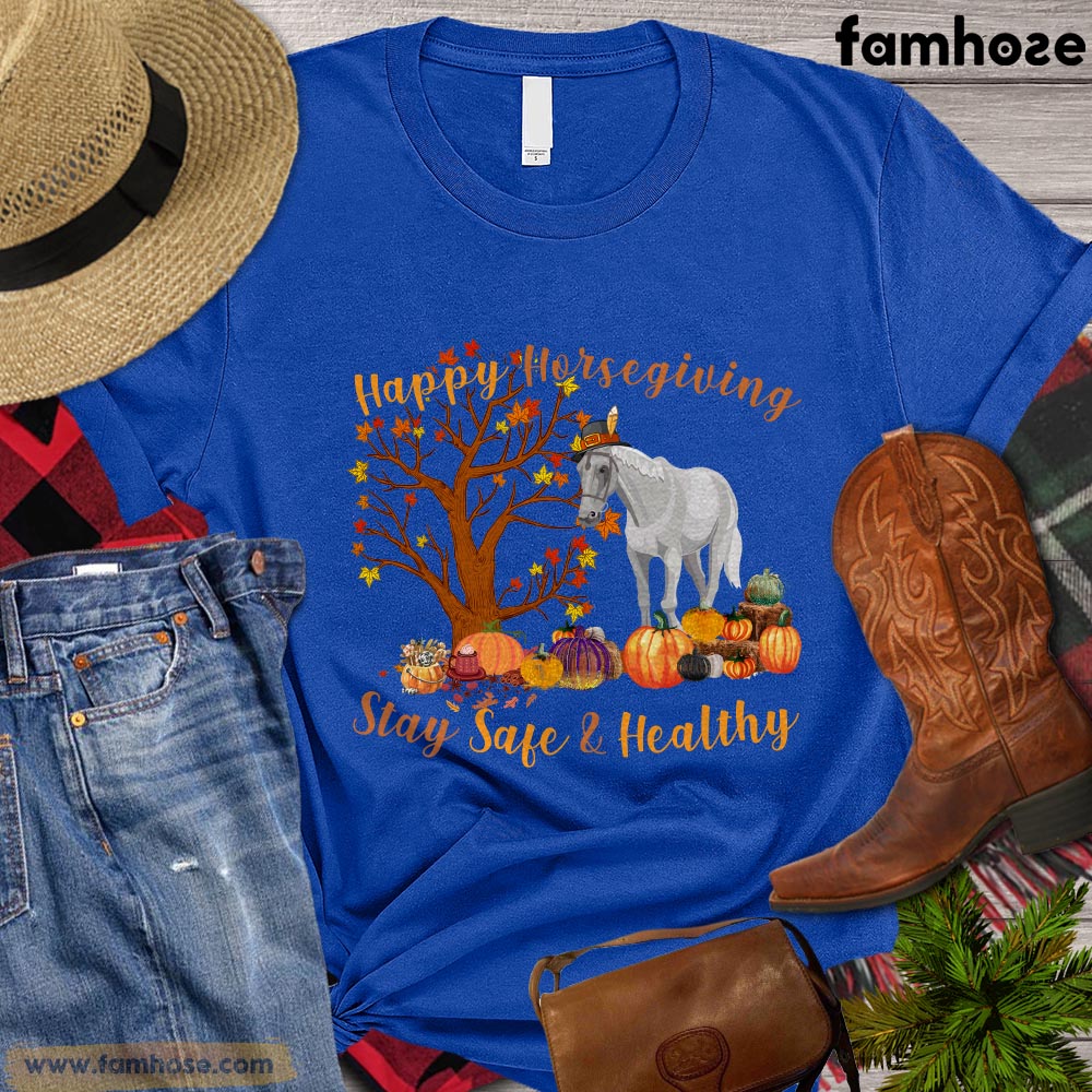 Thanksgiving Horse T-shirt, Happy Horsegiving Stay Safe Healthy Thanksgiving Gift For Horse Lovers, Horse Riders, Equestrians