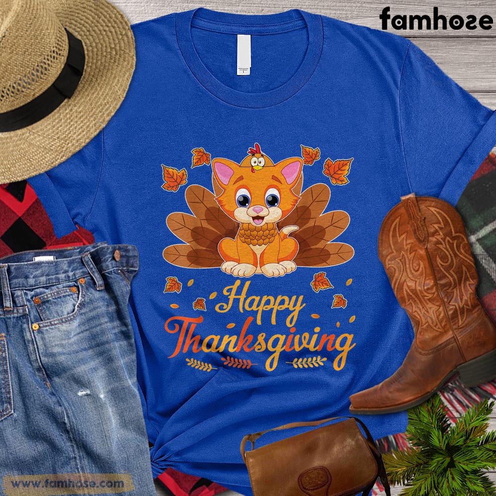 Thanksgiving Cat T-shirt, Cute Happy Thanksgiving Gift For Cat Lovers, Cat Owners, Cat Tees