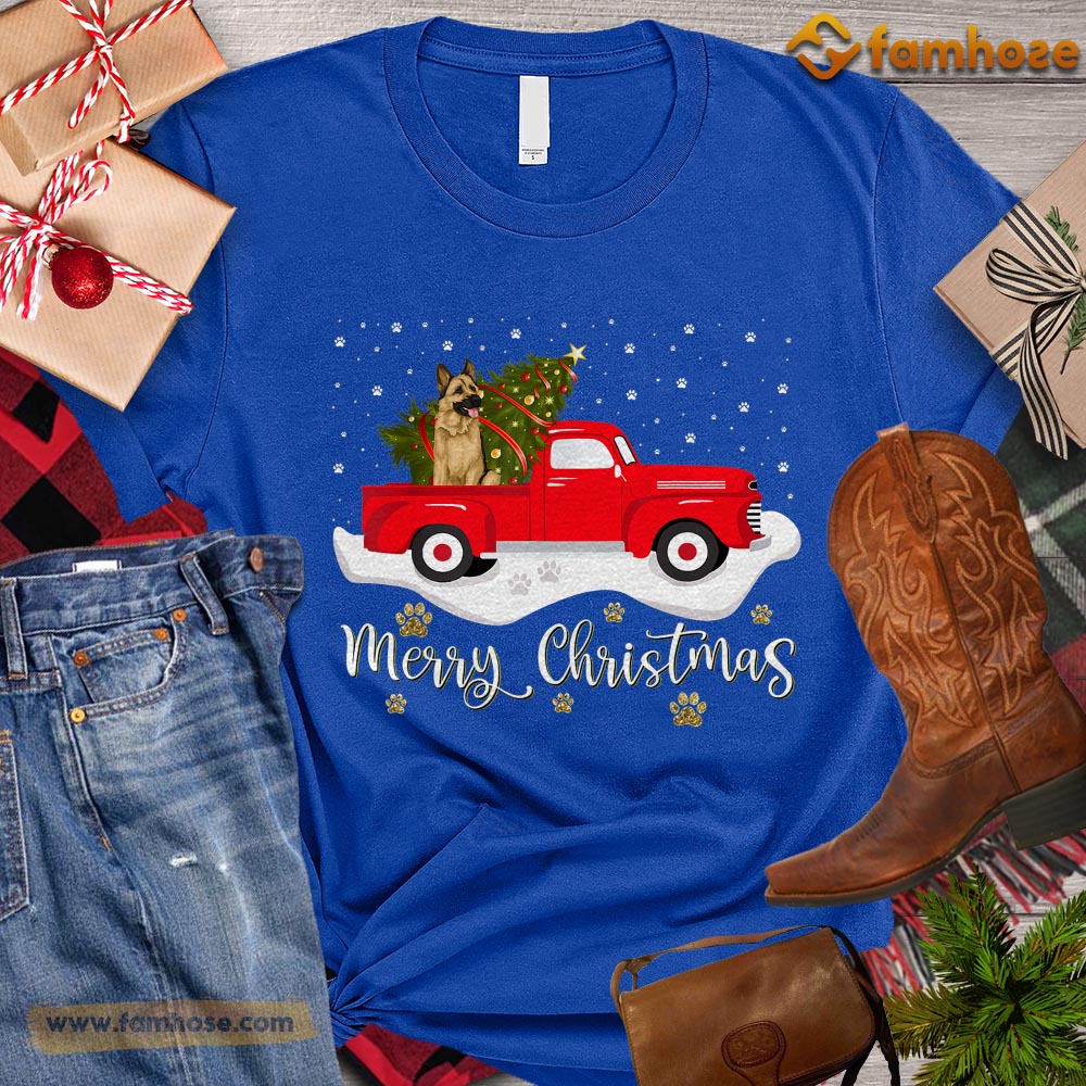 Christmas Dog T-shirt, Merry Christmas Dog On A Tractor Gift For Dog Lovers, Dog Owners, Dog Tees