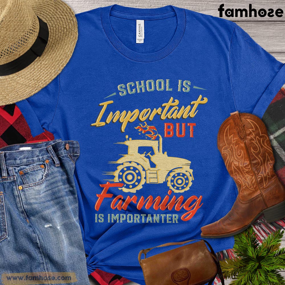 Cute Back To School Tractor T-shirt, School Is Important But Farming Is Importanter, Gift For Tractor Lovers, Farmer Tees, Tractor Kids Shirt