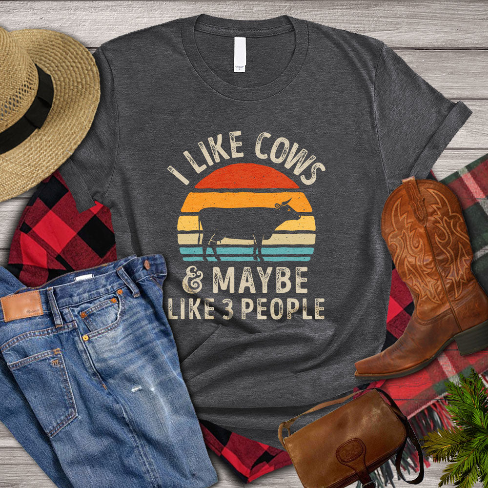 Cow T-shirt, I Like Cows Maybe Like 3 People, Cow Lover, Farming Lover Gift, Farmer Shirt