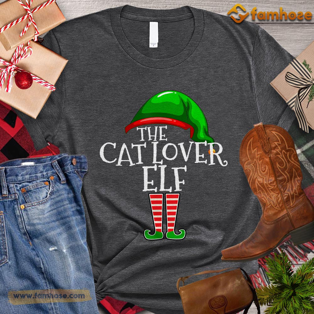 Christmas Cat T-shirt, The Cat Lover ELF Gift For Cat Lovers, Cat Owners, Cat Tees