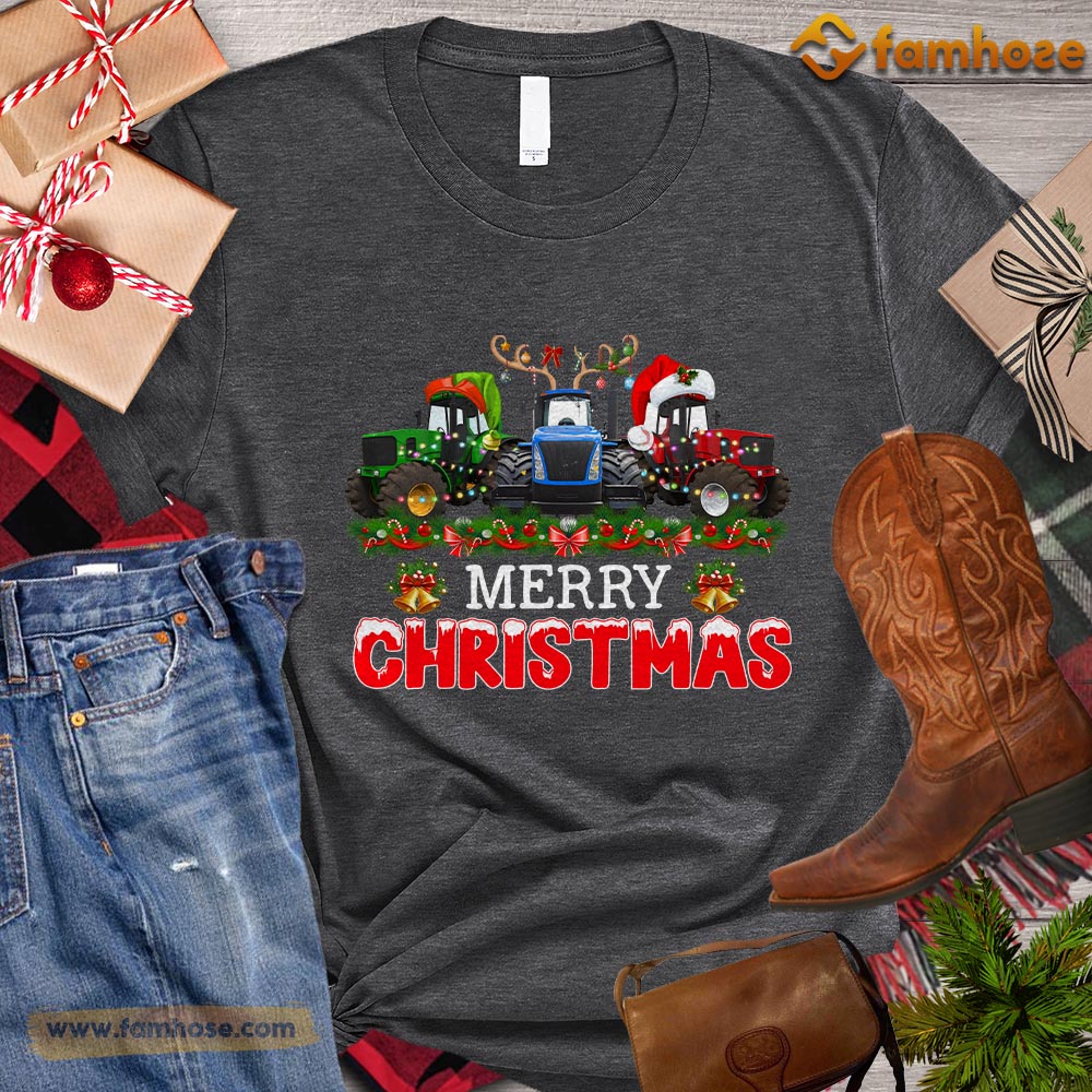 Christmas Tractor T-shirt, Merry Christmas Gift For Tractor Lovers, Tractor Farm, Tractor Tees