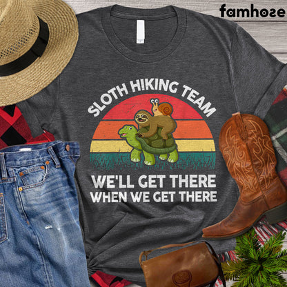Vintage Funny Turtle T-shirt, Sloth HikingTeam We'll Get There When We Get There, Turtle Lover Gift, Turtle Beach, Turle Power, Premium T-shirt