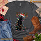 Christmas Cat T-shirt, Cat With Santa Hat Reindeer String Lights Gift For Cat Lovers, Cat Owners, Cat Tees