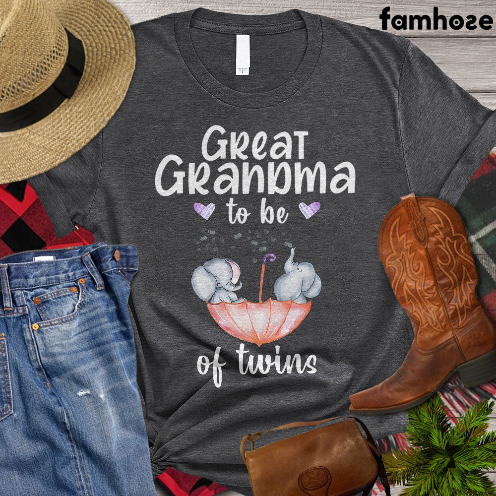 Grandma Elephant T-shirt, Great GrandmaTo Be Of Twins, Elephant Lover Gift, Elephants World, Elephant Nature Park, Premium T-shirt