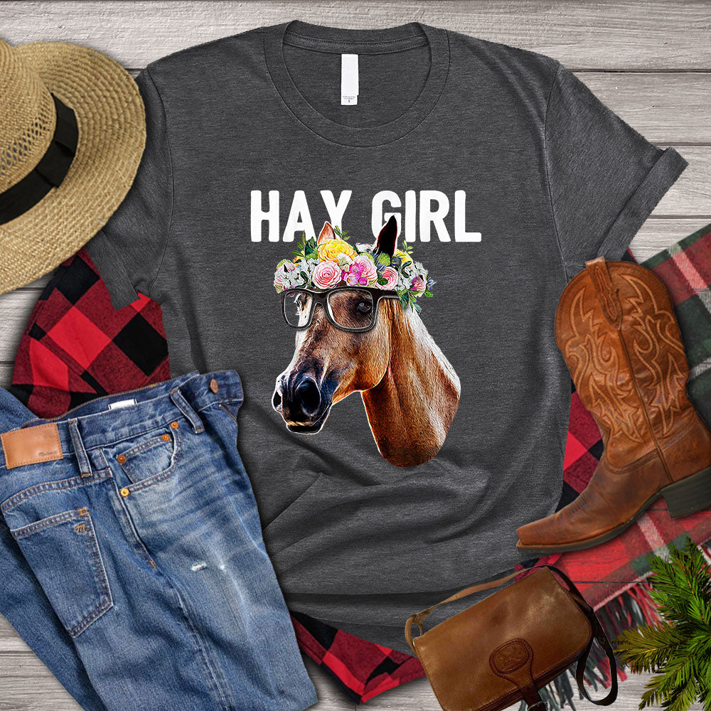Horse T-shirt, Hay Girl Horses, Women Horse Shirt, Horse Life, Horse Lover Gift, Premium T- shirt