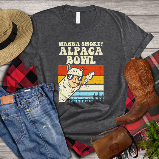 Vintage Llama T-shirt, Wanna Smoke Alpaca Bowl, Llama Farm, Llama Lover, Farming Lover Gift, Farmer Premium T-shirt