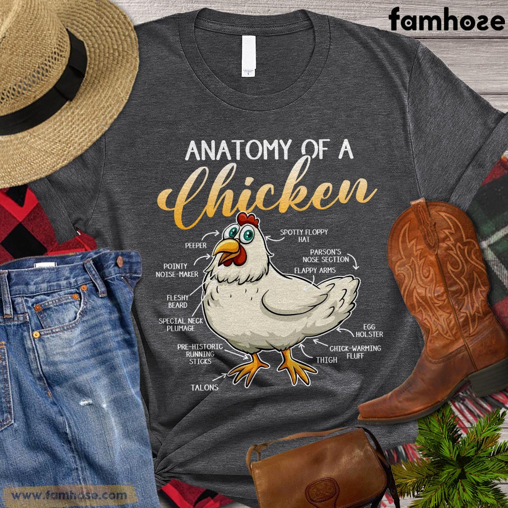 Funny Chicken T-shirt, Anatomy Of A Chicken, Farm Chicken Shirt, Chicken Lover Gift, Farming Lover Gift, Farmer Premium T-shirt