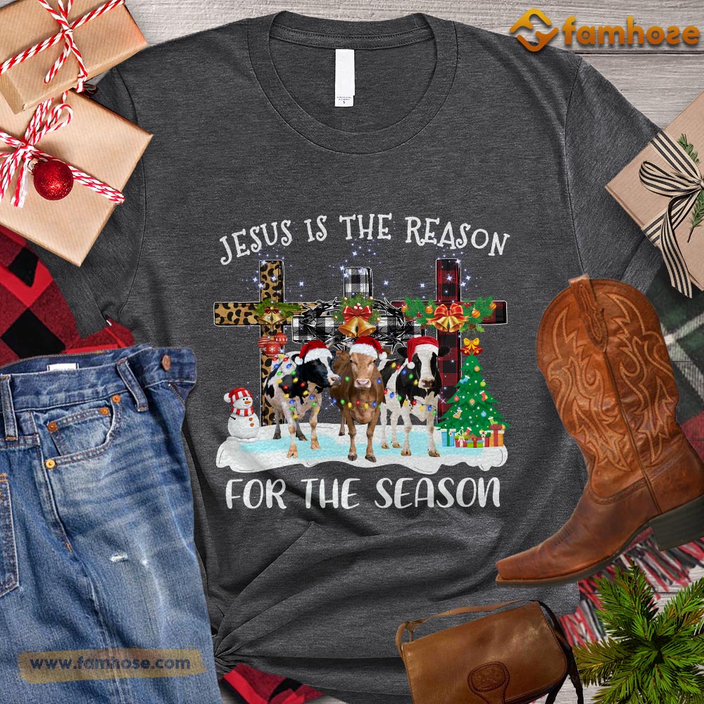 Christmas Cow T-shirt, Jesus Is The Reason For The Season Christmas Gift For Cow Lovers, Cow Farm, Cow Tees
