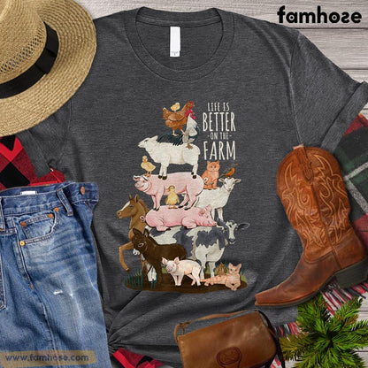Farm Animals T-shirt, Life Is Better On The Farm, Farming Lover Gift, Vintage Farmer T-shirt, Farmer Lovers Premium T-shirt