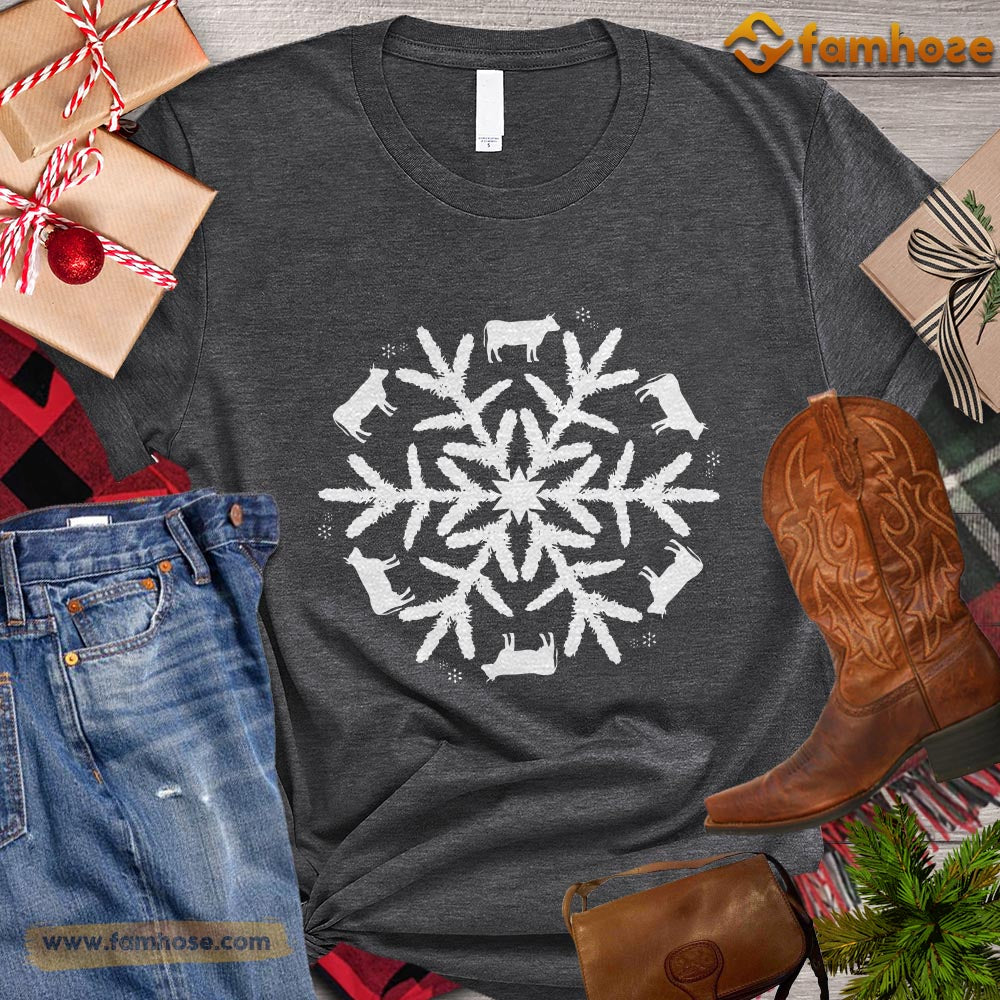 Christmas Cow T-shirt, Cows Arrange Snowflake Christmas Gift For Cow Lovers, Cow Farm, Cow Tees