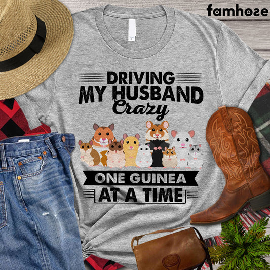 Guineapig T-shirt, Driving My Husband Crazy One Guineapig At A Time, Guineapigs Lover, Farming Lover Gift, Farmer Premium T-shirt