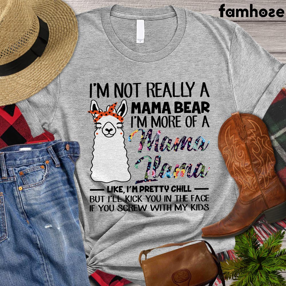 Farm Llama T-shirt, I'm Not Really A Mama Bear I'm More Of A Mama Llama Shirt, Farming Lover Gift, Vintage Farm Women T-shirt, Farm Animals Lovers Premium T-shirt