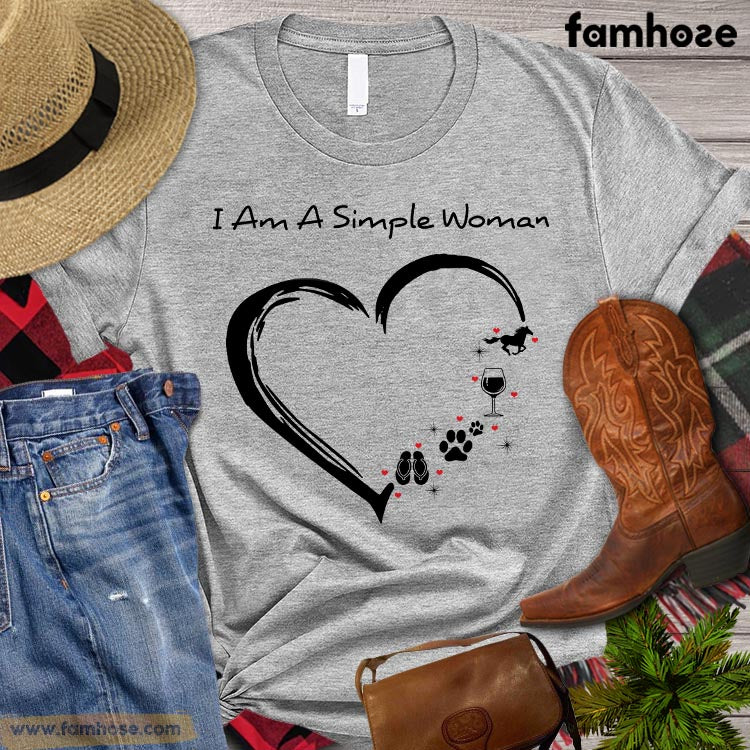Horse T-shirt, I Am A Simple Woman, Woman Horse Shirt, Horse Life, Horse Lover Gift, Horse Premium T-shirt
