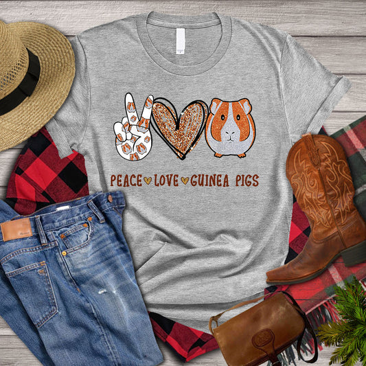 Guineapig T-shirt, Peace Love Guineapigs Shirt, Guineapigs Lover, Farming Lover Gift, Farmer Premium T-shirt