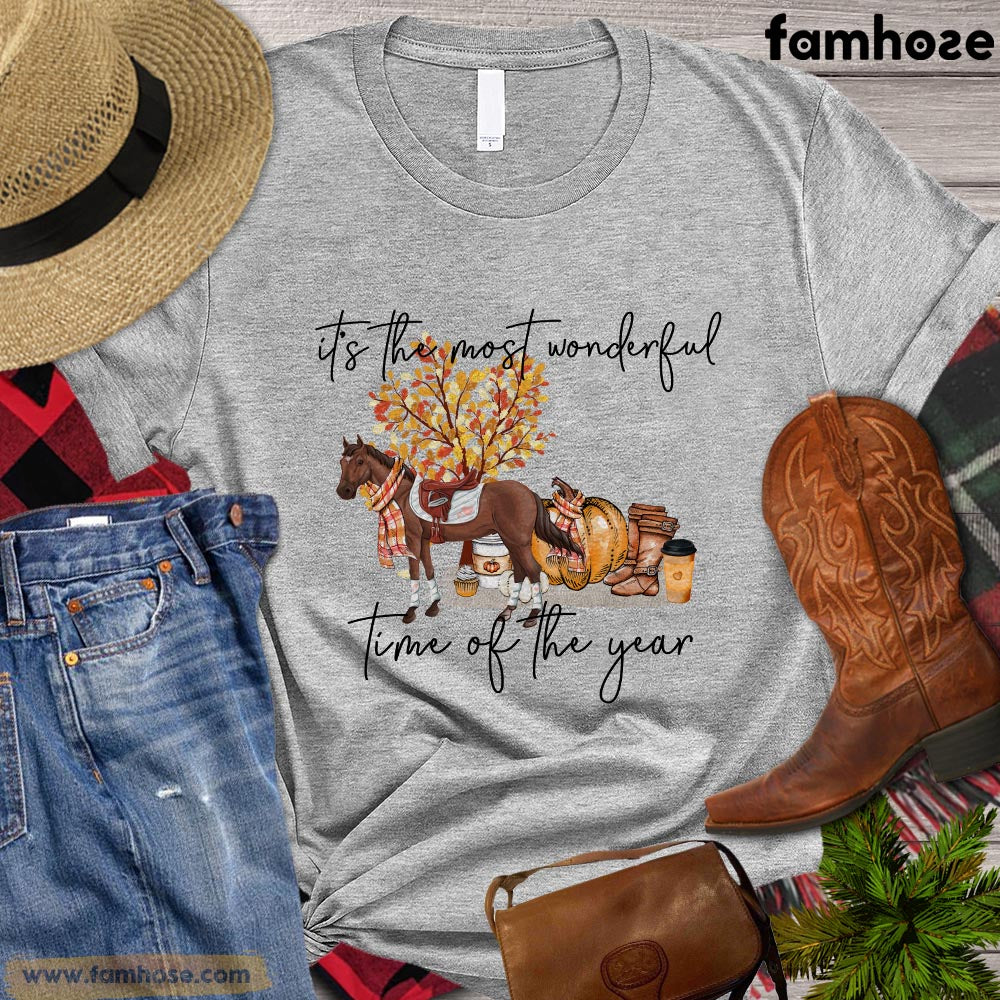 Cute Thanksgiving Horse T-shirt, It's The Most Wonderful World Time Of The Year Thanksgiving Gift For Horse Lovers, Horse Riders, Equestrians