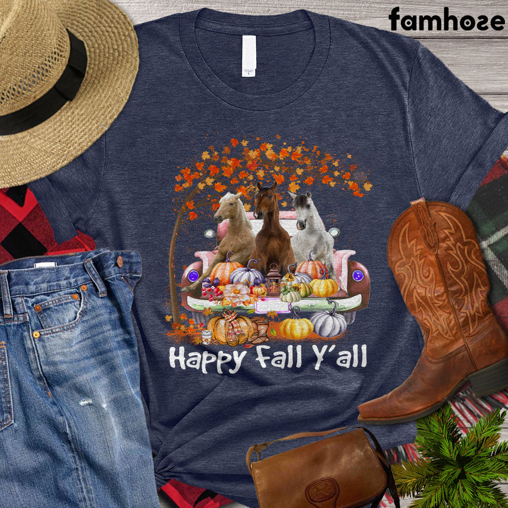 Thanksgiving Horse T-shirt, Happy Fall Y'all, Thanksgiving Horse Gift, Horse Girl Gift, Horse Lover Gift, Premium T-shirt