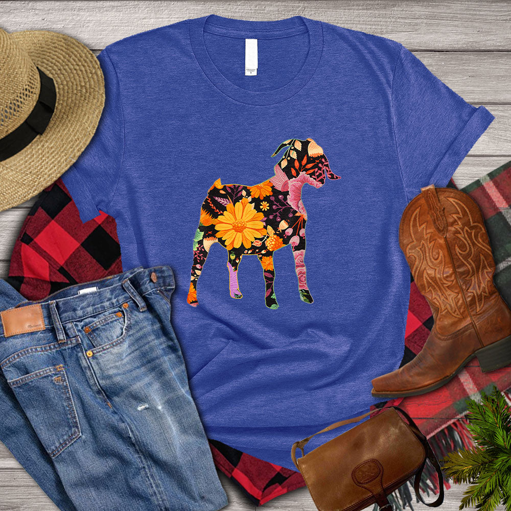 Goat T-shirt, Flower Goat Shirt, Farming Lover Gift, Farmer Shirt