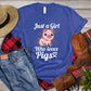 Pig T-shirt, Just A Girl Who Loves Pigs, Gift For Kid, Pig Farm, Pig Lover, Farming Lover Gift, Farmer Premium T-shirt