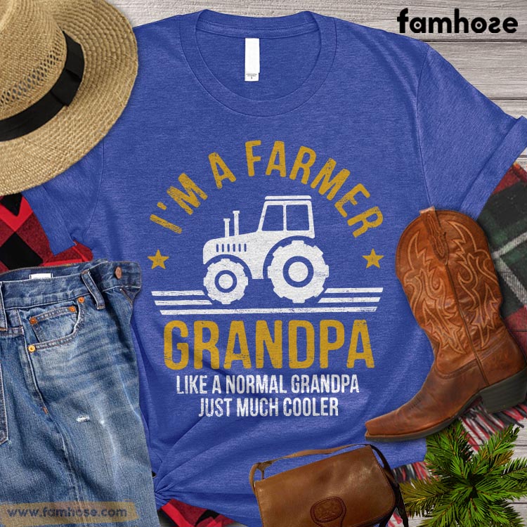 Father's Day Farm T-shirt, I'm A Farmer Grandpa Like A Normal Grandpa Just Much Cooler, Tractor Farm Shirt, Gift For Grandpa,  Farming Lover Gift, Farmer Premium T-shirt