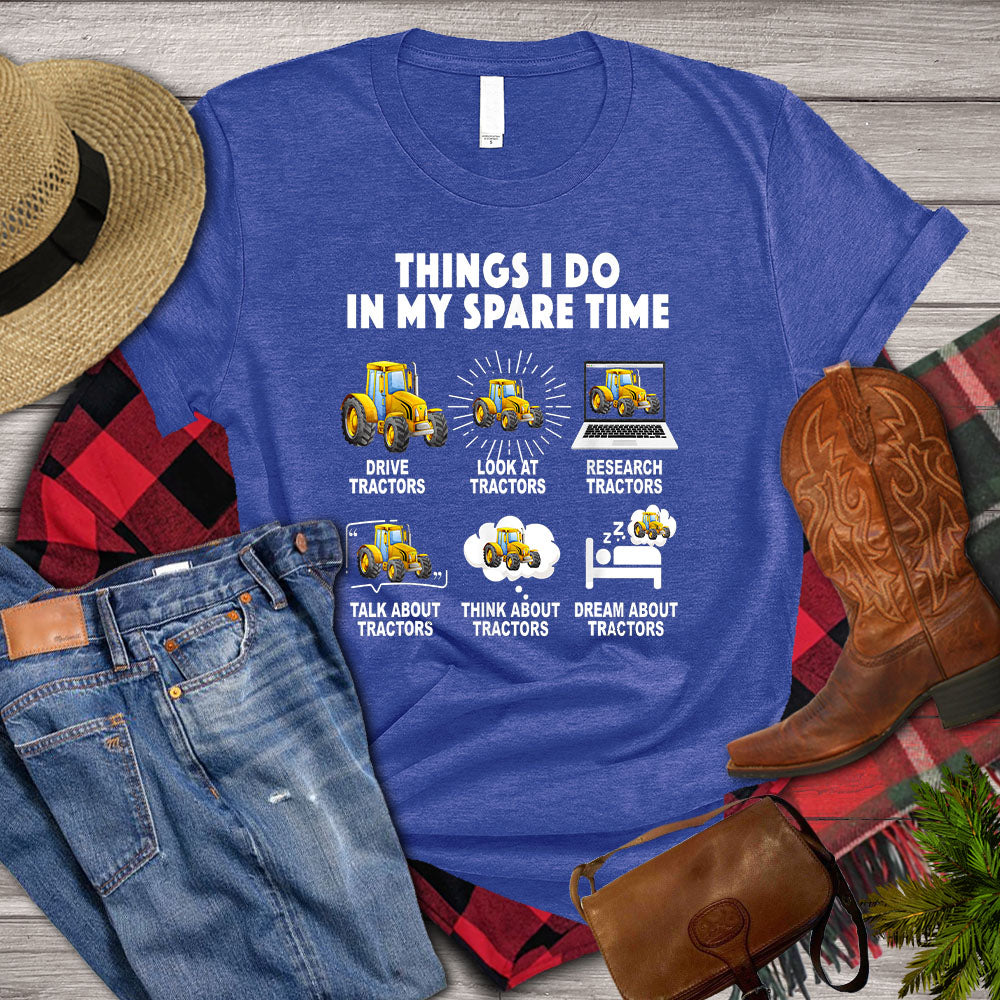 Tractor T-shirt, Things I Do In My Spare Time With Many Tractors, Tractor Farmer, Farming Lover Gift, Farmer Premium T-shirt