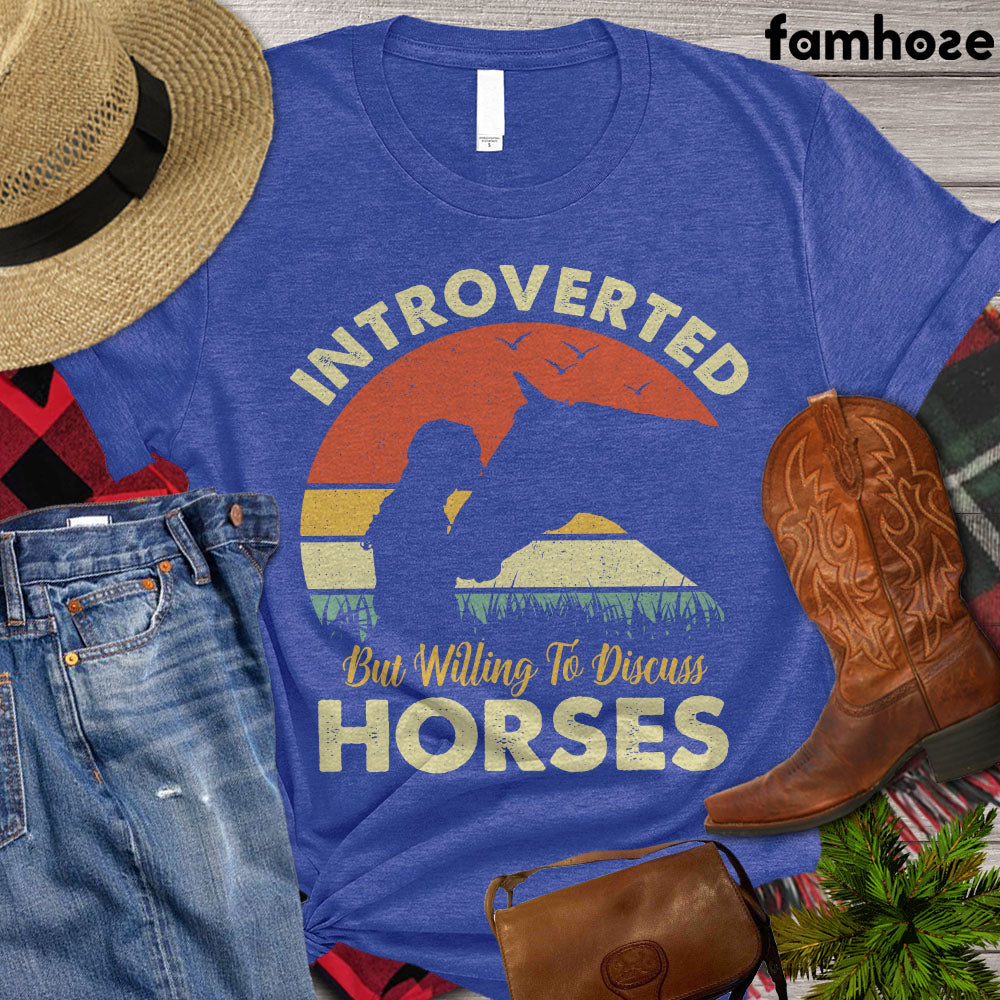Horse T-shirt, Introverted But Willing To Discuss Horses, Women Horse Shirt, Horse Girl, Horse Life, Horse Lover Gift, Premium T-shirt