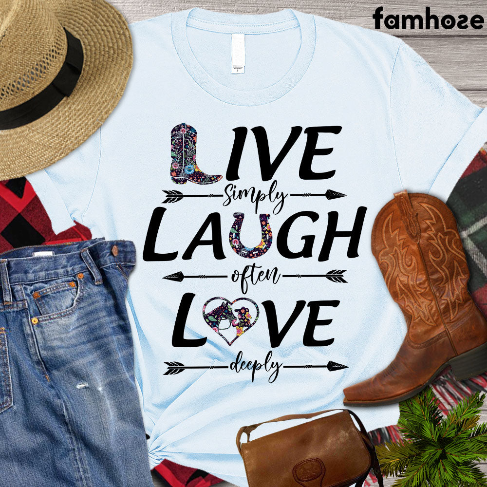 Horse T-shirt, Live Simply Laugh Often Love Deeply, Women Horse Shirt, Horse Girl, Horse Life, Horse Lover Gift, Premium T-shirt