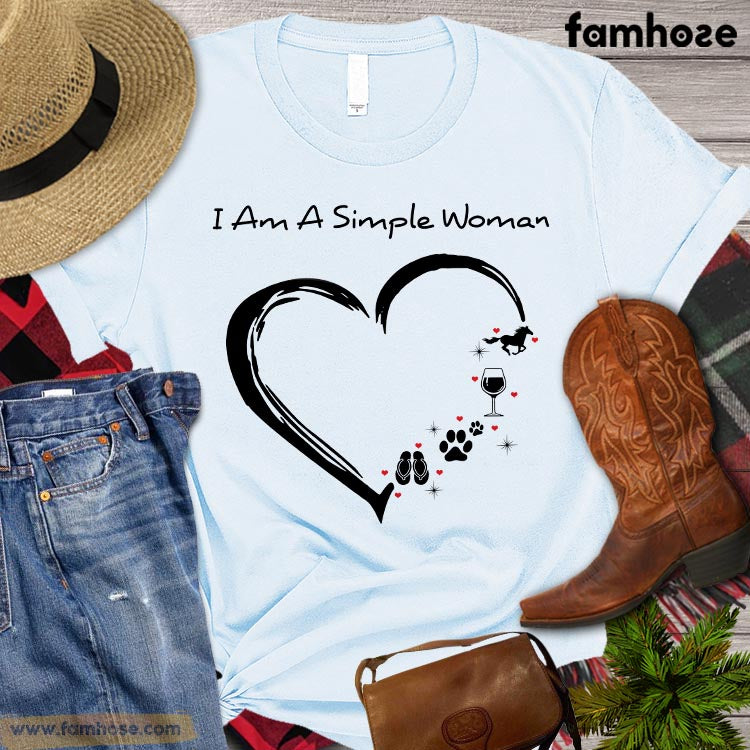Horse T-shirt, I Am A Simple Woman, Woman Horse Shirt, Horse Life, Horse Lover Gift, Horse Premium T-shirt