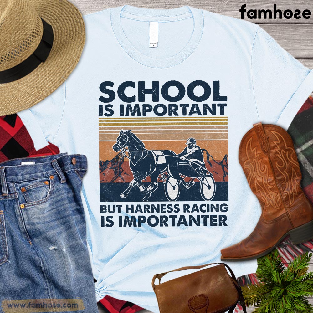 Harness Racing T-shirt, School Is Important But Harness Racing Is Importanter, Harness Racing Horse Shirt, Harness Racing Lover Gift, Horse Premium T-shirt