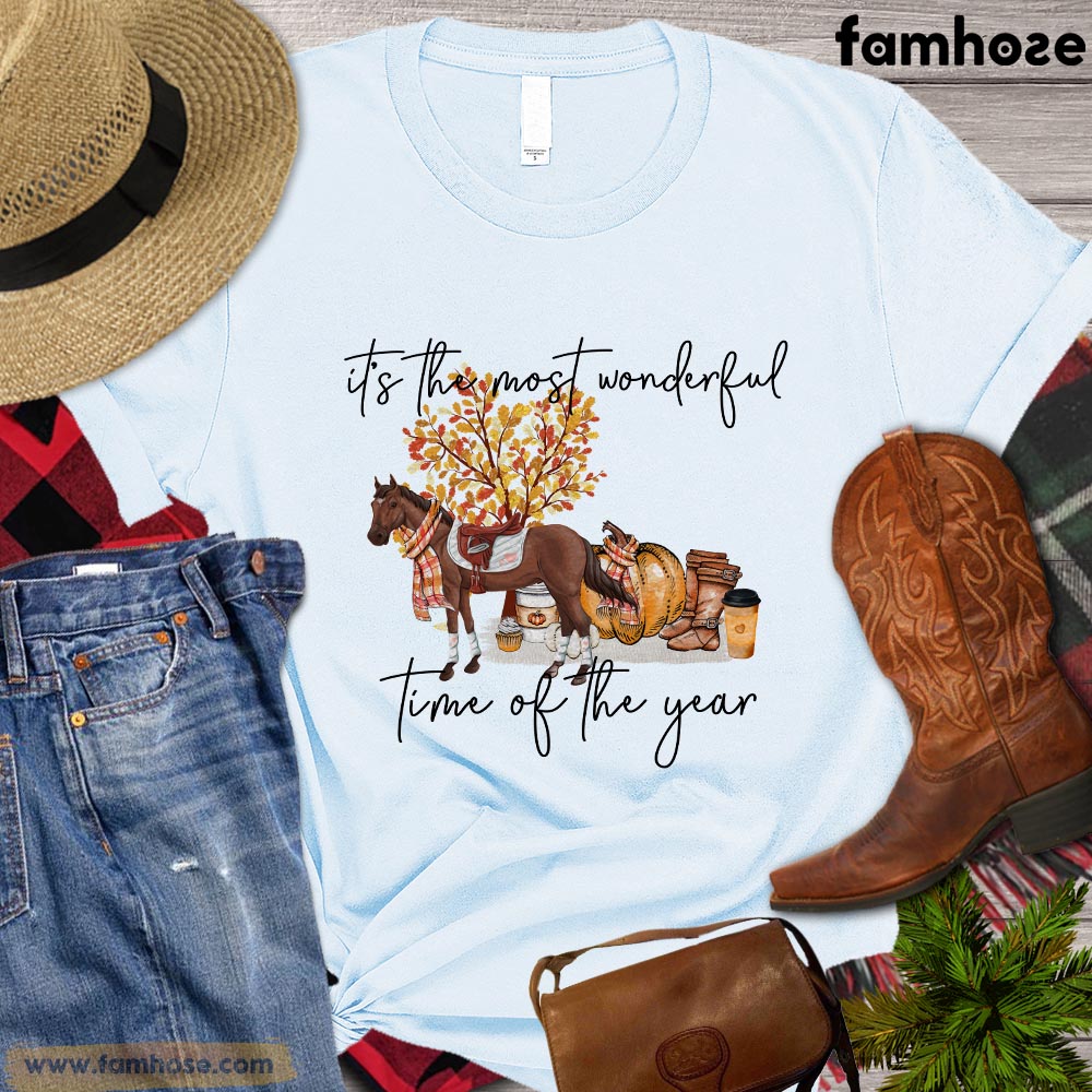 Cute Thanksgiving Horse T-shirt, It's The Most Wonderful World Time Of The Year Thanksgiving Gift For Horse Lovers, Horse Riders, Equestrians