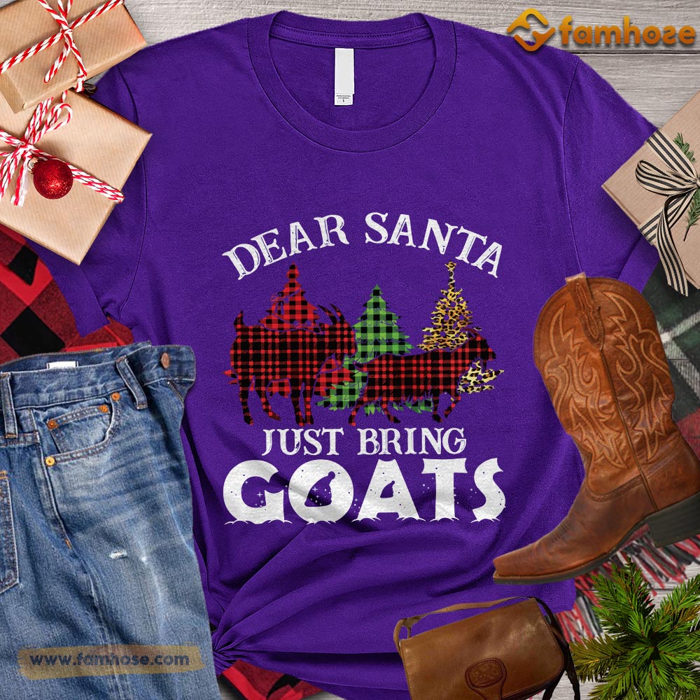 Christmas Goat T-shirt, Dear Santa Just Bring Goats ELF Santa Leopard Gift For Goat Lovers, Goat Farm, Goat Tees