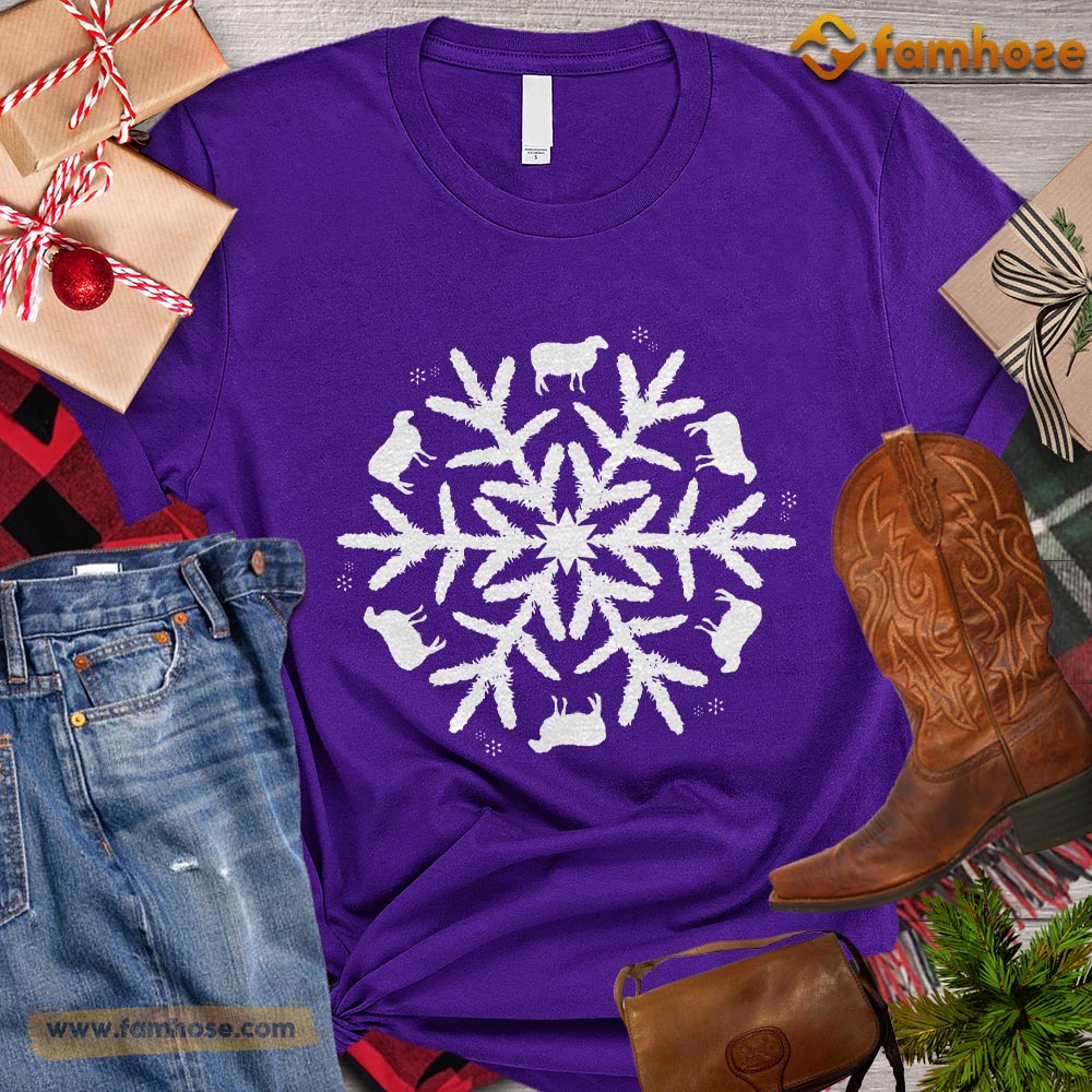 Christmas Sheep T-shirt, Sheeps Arrange Snowflake Christmas Gift For Sheep Lovers, Sheep Farm, Sheep Tees