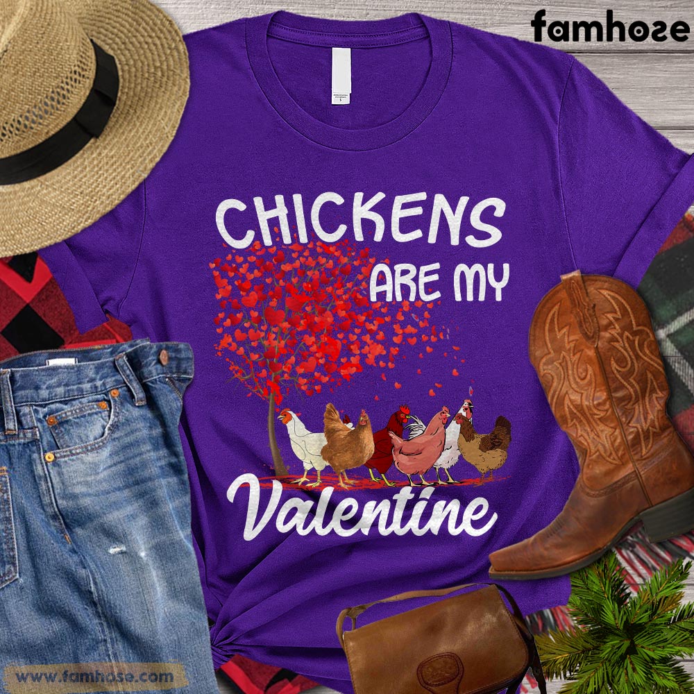 Valentine's Day Chicken T-shirt, Chickens Are My Valentine Chicken Lovers, Chicken Farm, Chicken Tees