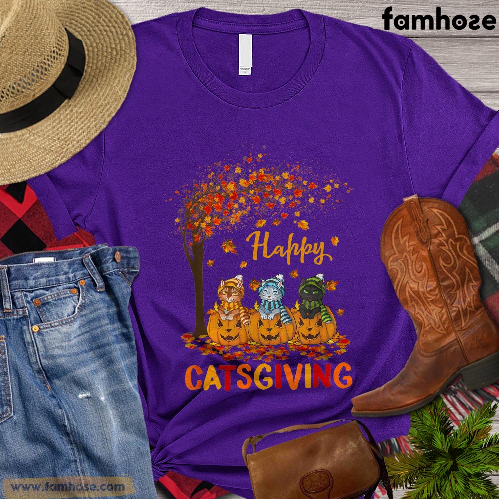 Thanksgiving Cat T-shirt, Happy Catsgiving Cats In The Pumpkin Gift For Cat Lovers, Cat Owners, Cat Tees