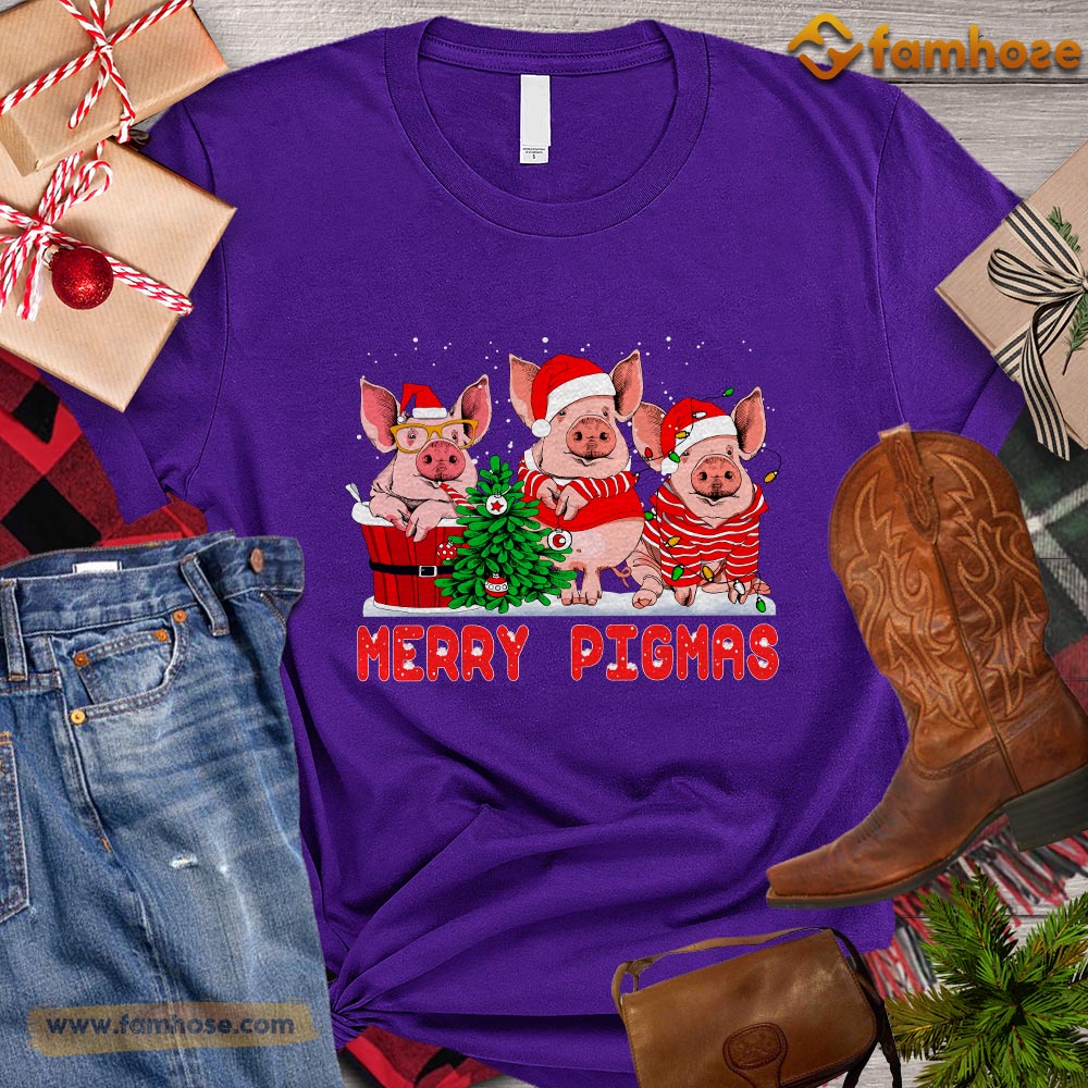 Christmas Pig T-shirt, Merry Pigmas Christmas Gift For Pig Lovers, Pig Farm, Pig Tees