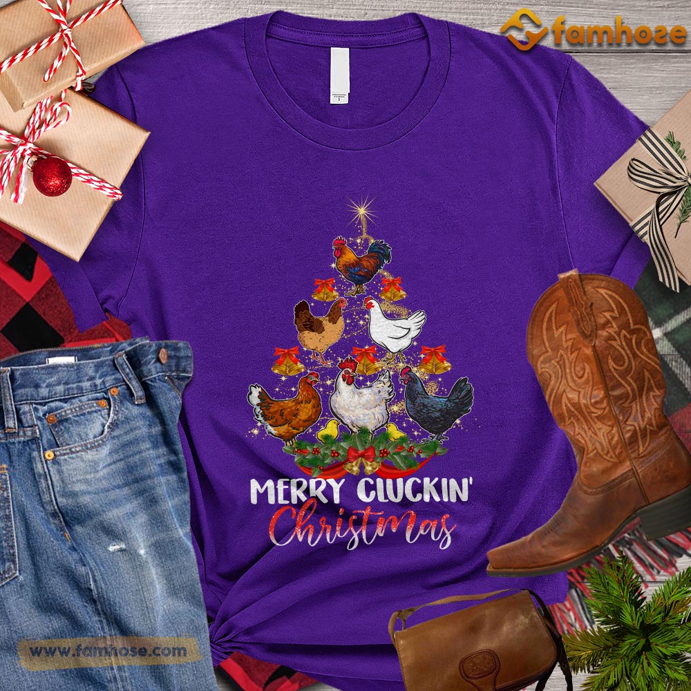 Christmas Chicken T-shirt, Merry Cluckin Christmas Gift For Chicken Lovers, Chicken Farm, Chicken Tees