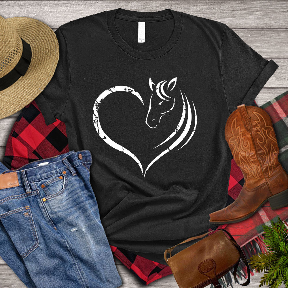 Cute Horse T-shirt, Women Heart Horse Shirt, Horse Girl, Horse Life, Horse Lover Gift, Premium T- shirt