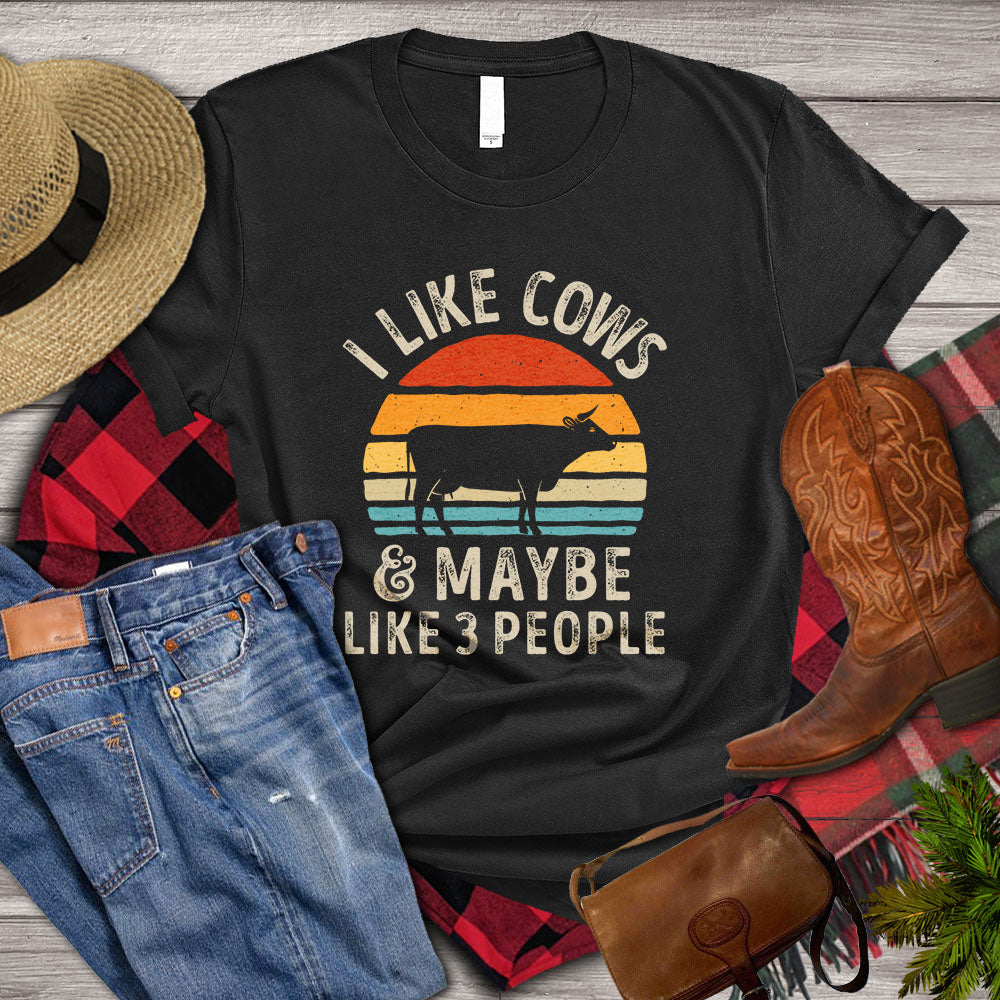 Cow T-shirt, I Like Cows Maybe Like 3 People, Cow Lover, Farming Lover Gift, Farmer Shirt