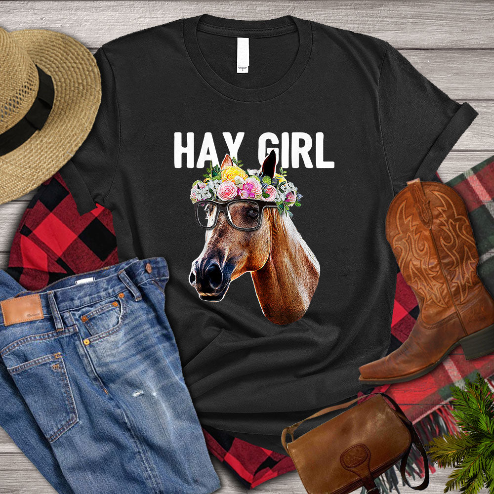 Horse T-shirt, Hay Girl Horses, Women Horse Shirt, Horse Life, Horse Lover Gift, Premium T- shirt