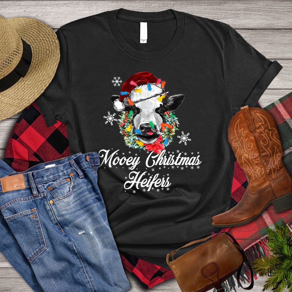 Cow T-shirt, Mooey Christmas Heifers, Christmas Cow Shirt, Christmas Cow Gift, Cow Lover, Farming Lover Gift, Farmer Shirt