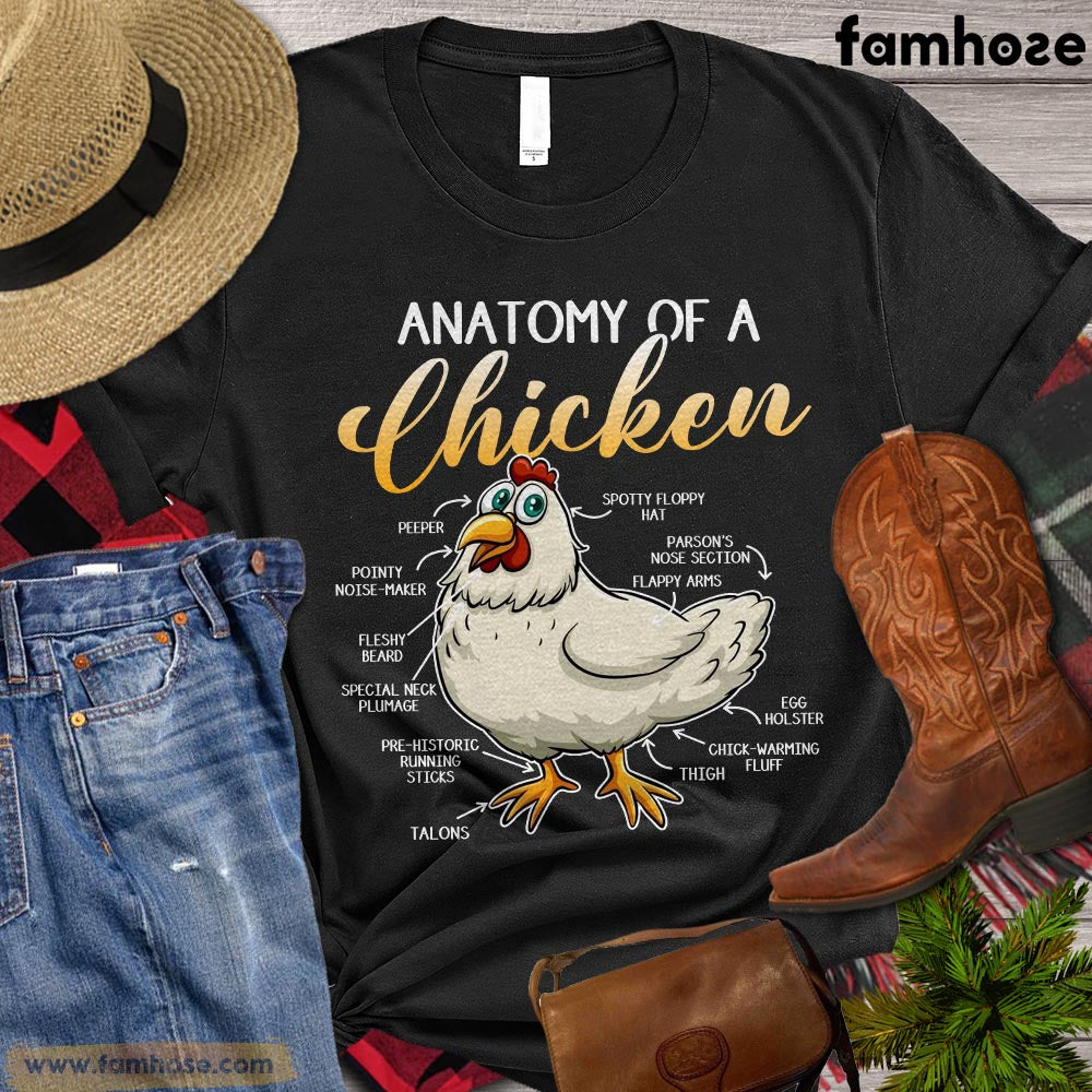 Funny Chicken T-shirt, Anatomy Of A Chicken, Farm Chicken Shirt, Chicken Lover Gift, Farming Lover Gift, Farmer Premium T-shirt