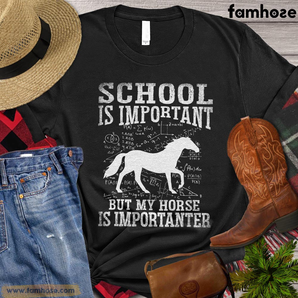 Back To School Horse T-shirt, School Is Important But My Horse Is Importanter, Gift For Horse Lovers, Horse Kids Tees, Horse Shirt