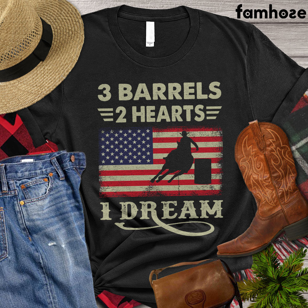 Barrel Racing T-shirt, 3 Barrels 2 Hearts 1 Dream, Barrel Racing Lover Gift, Cowgirl T-shirt, Rodeo Shirt, Premium T-shirt