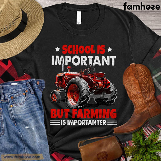 Back To School Tractor T-shirt, School Is Important But Farming Is Importanter, Gift For Tractor Kids Lovers, Farmer Tees, Tractor Kids Shirt
