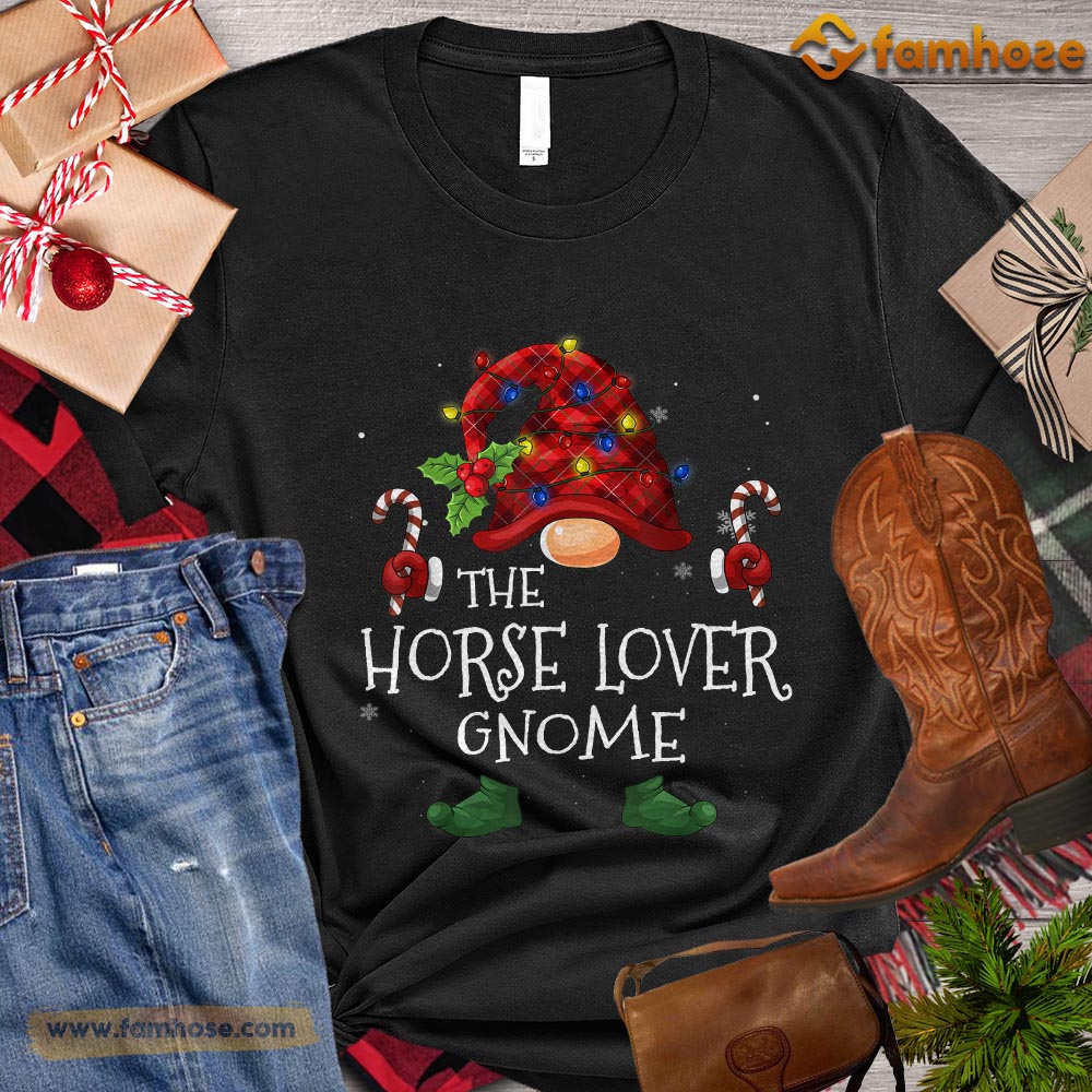 Cute Christmas Horse T-shirt, The Horse Lover Gnome Christmas Gift For Horse Lovers, Horse Tees