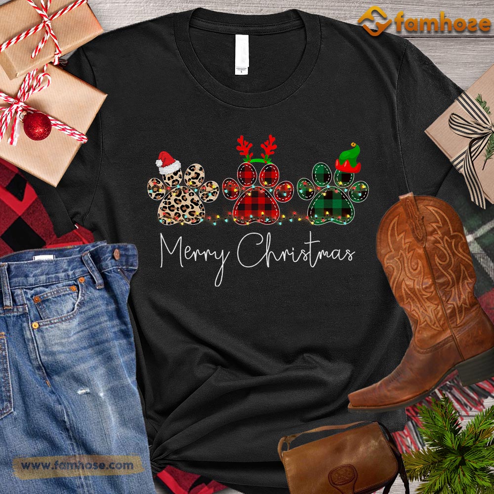 Christmas Dog T-shirt, Merry Christmas Dogshoe Dog Leopard Santa ELF Gift For Dog Lovers, Dog Owners, Dog Tees